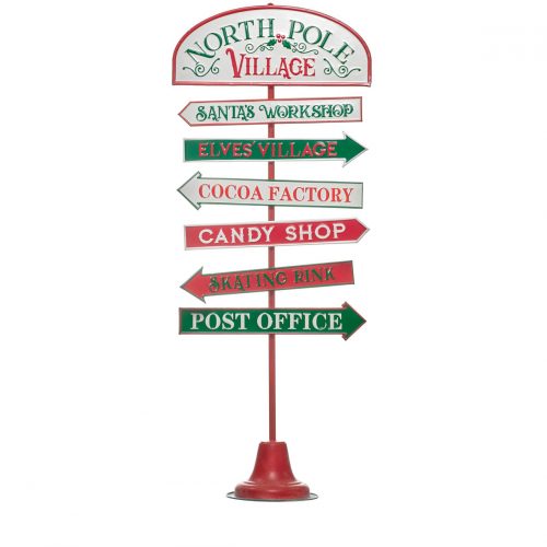 placa em metal north pole village