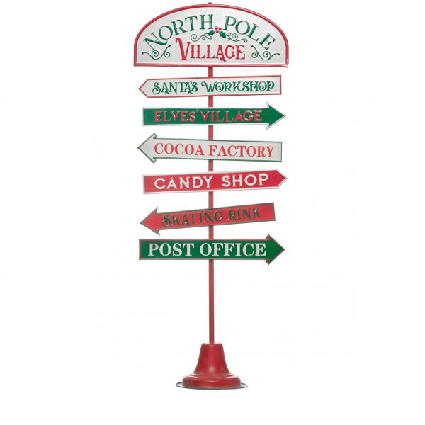placa em metal north pole village