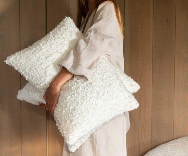 Almofada boucle branco retangular