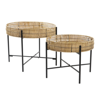 Mesa de apoio metal e bambu
