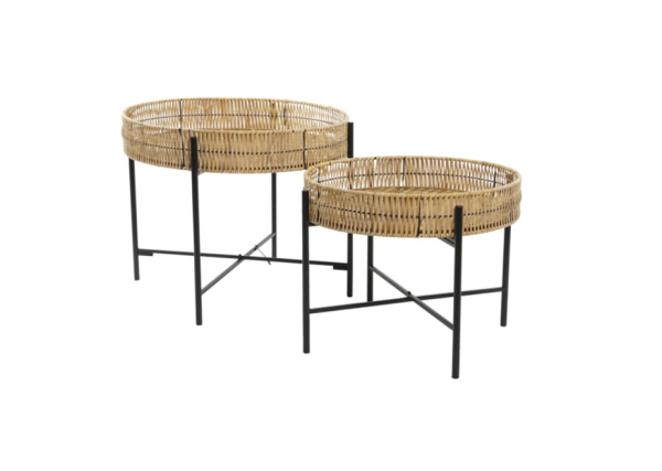 Mesa de apoio metal e bambu