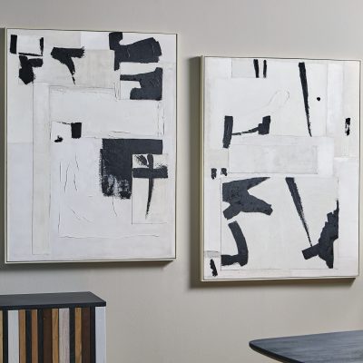 Quadro abstarto pinceladas pretas II