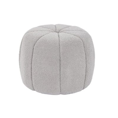 Puff flor cinza bouclé