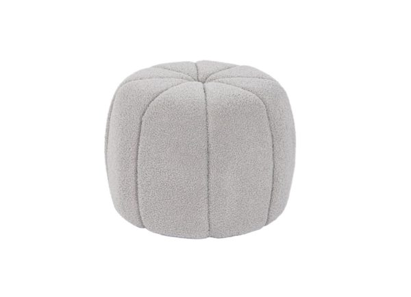 Puff flor cinza bouclé