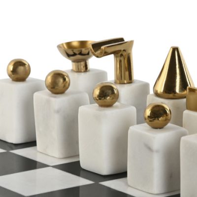 JOGO XADREZ MÁRMORE E DOURADO