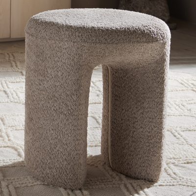 Puff arco bouclé cinza