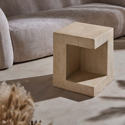 Mesa Auxiliar Cubo Traverti