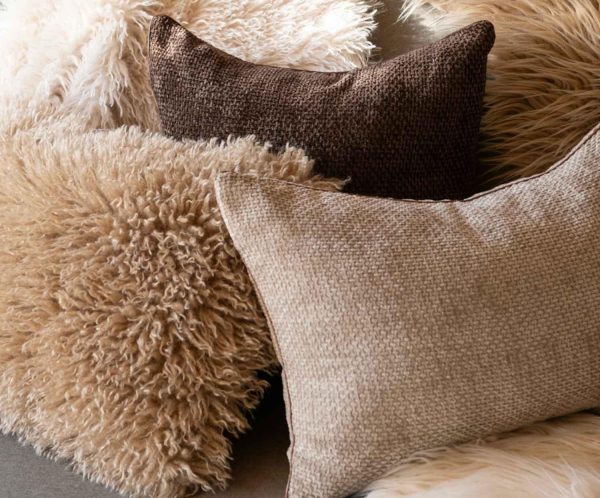 almofada Retangular chenille cinza